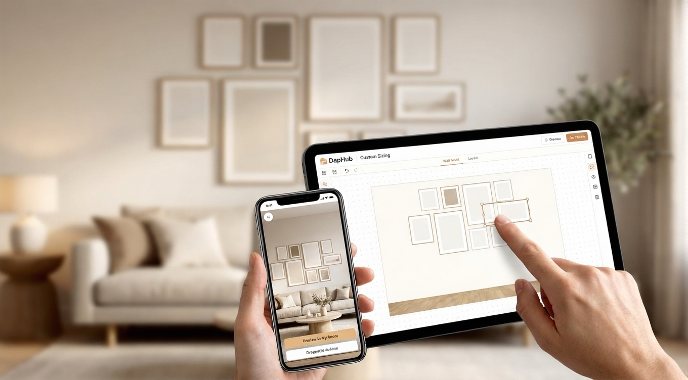 DapHub wall art installed in a modern Indian home and office setting